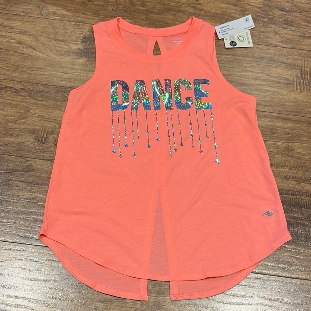 Neon Split back athletic works dance tank top